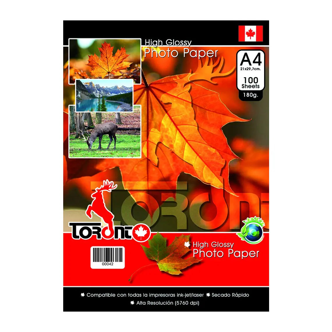 Papel Fotografico de 180gms A4/ 100h Torontograf