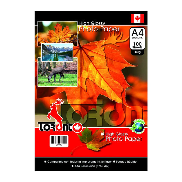 Papel Fotografico de 180gms A4/ 100h Torontograf