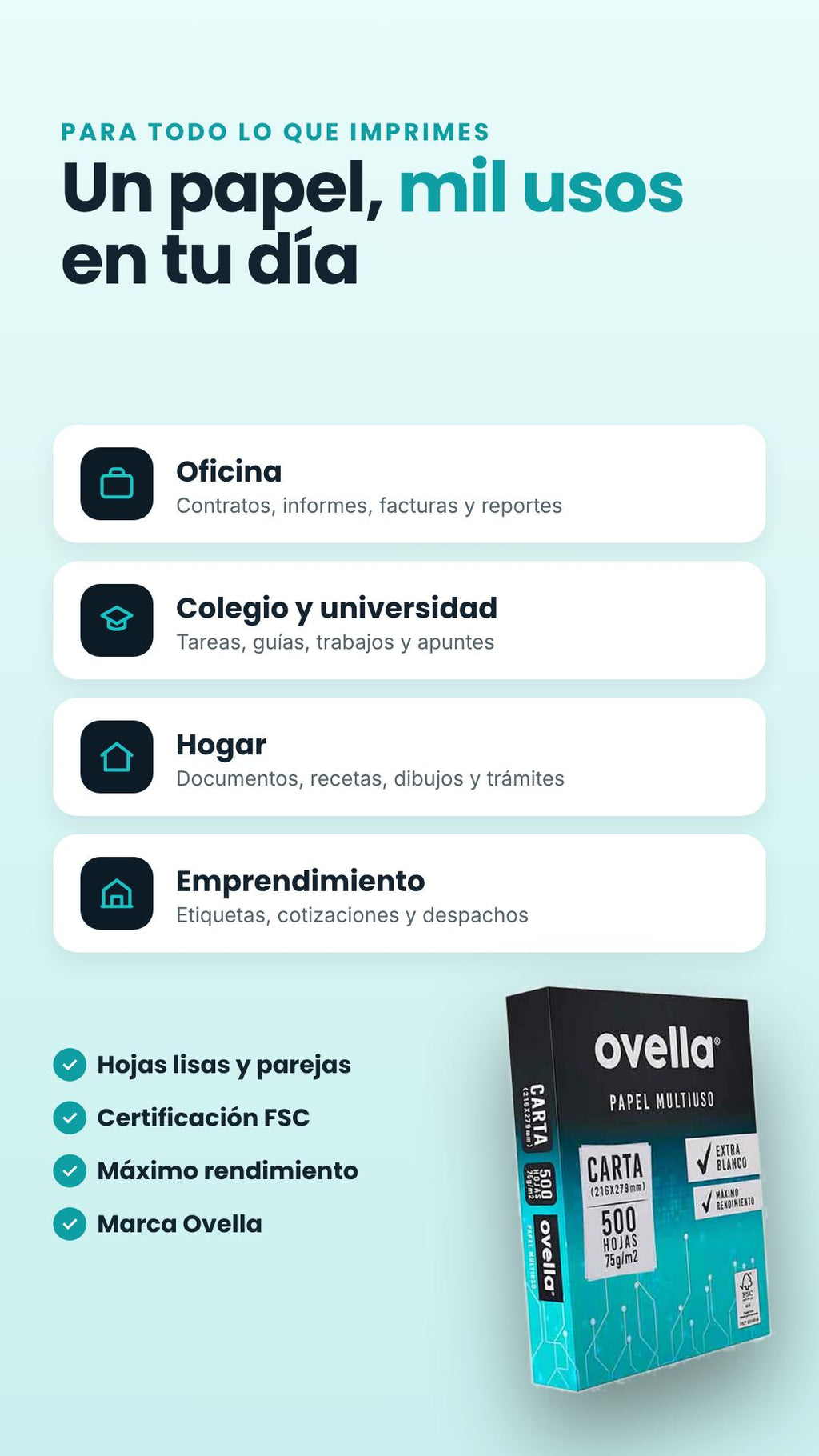 Resma Papel Carta 500 Hojas – Blanco Multiuso